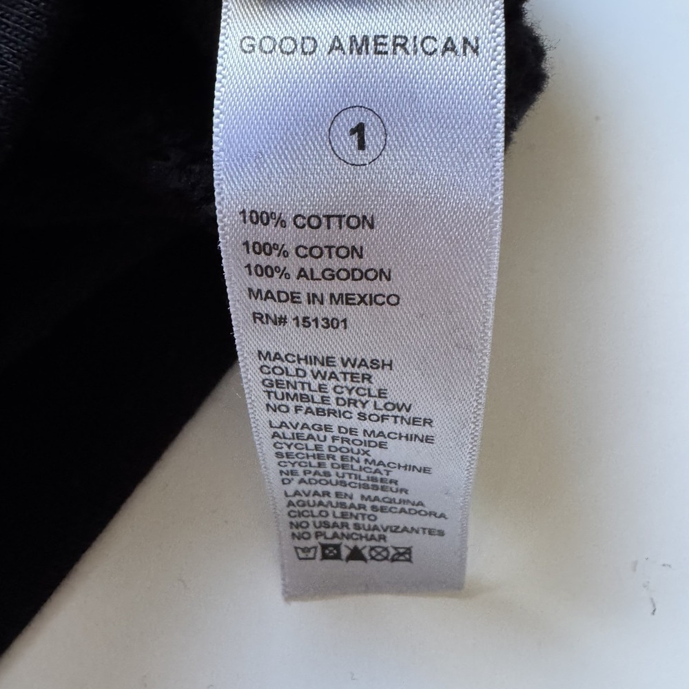 GOOD AMERICAN "So Good" Pullover Sweatshirt Womens 1/Small Black Heavyweight - Picture 10 of 11
